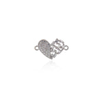 Shiny Micropavé Heart-Shaped Zircon Connector-DIY Jewelry Making Accessories   19x12mm