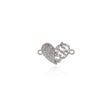 Shiny Micropavé Heart-Shaped Zircon Connector-DIY Jewelry Making Accessories   19x12mm