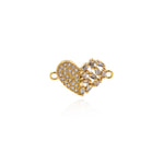 Shiny Micropavé Heart-Shaped Zircon Connector-DIY Jewelry Making Accessories   19x12mm