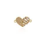 Shiny Micropavé Heart-Shaped Zircon Connector-DIY Jewelry Making Accessories   19x12mm