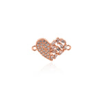 Shiny Micropavé Heart-Shaped Zircon Connector-DIY Jewelry Making Accessories   19x12mm