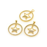 Personalized Jewelry-Micropavé Round Star Pendant-DIY Jewelry Making  27x29mm