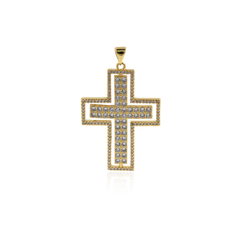 Personalized Jewelry-Micropavé Cross Pendant-DIY Jewelry Making   28x40mm