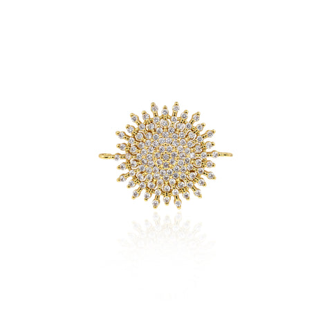18K Gold Spikey Sun Pendant,Cubic Sunshine Charm for DIY Minimalist Jewelry Making 26x21mm