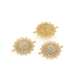 18K Gold Spikey Sun Pendant,Cubic Sunshine Charm for DIY Minimalist Jewelry Making 26x21mm