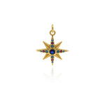 Multicolor North Star Pendant,18k Gold Lucky Star Charm for Minimalist Jewelry Making 20x23mm
