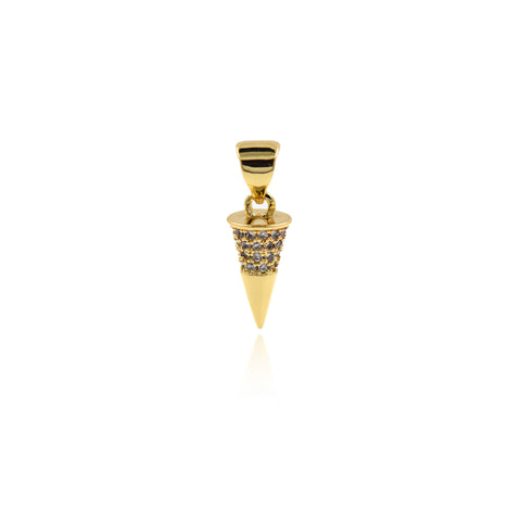 18K Gold Spike Pendant,Micro Pave CZ Cone Charm,Personalized Jewelry Accessories 6x13mm