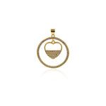Minimalist Jewelry-Micropavé Hollow Heart Pendant-DIY Jewelry Making  27x29mm
