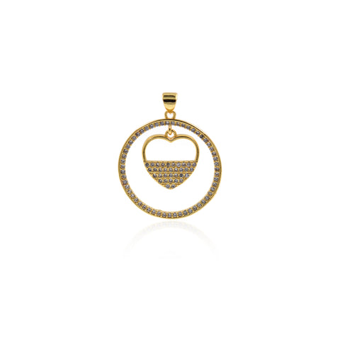 Minimalist Jewelry-Micropavé Hollow Heart Pendant-DIY Jewelry Making  27x29mm