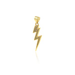 Gold Lightning Bolt Pendant,Clear CZ Wizard Charm,Personalized Handmade Findings 8.5x27mm