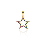 Personalized Jewelry-Micropavé Hollow Colorful Star Pendant-DIY Jewelry Accessories  21x22mm