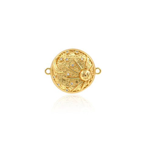 Personalized Jewelry-Exquisite Sun Moon Zircon Connector-DIY Jewelry Accessories  25x20mm