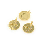 Gold Round Disc Arrow Pendant,Brass Metal Arrow Charm,Minimalist Jewelry Findings  22x24mm