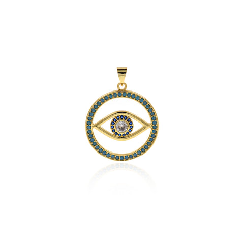 Personalized Jewelry-Round Exquisite Evil Eye Pendant-Jewelry Accessories  24x27mm