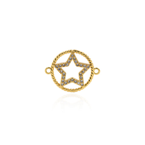 Personalized Jewelry-Round Hollow Micropavé Star Pendant-Jewelry Accessories  23x18mm