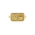 Personalized Jewelry-Rectangular Micropave Lightning Solar Connector-Jewelry Accessories   32x15mm