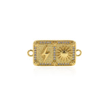 Personalized Jewelry-Rectangular Micropave Lightning Solar Connector-Jewelry Accessories   32x15mm