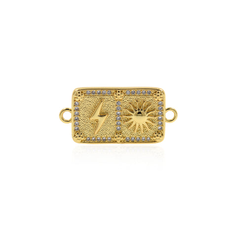 Personalized Jewelry-Rectangular Micropave Lightning Solar Connector-Jewelry Accessories   32x15mm