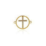 Personalized Jewelry-Round Micropavé Cross Connector-Jewelry Accessories  23x18mm