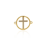 Personalized Jewelry-Round Micropavé Cross Connector-Jewelry Accessories  23x18mm