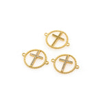 Personalized Jewelry-Round Micropavé Cross Connector-Jewelry Accessories  23x18mm