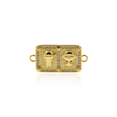 Personality Jewelry-Rectangular Micropavé Connector for Boys and Girls-Jewelry Accessories  32x15mm