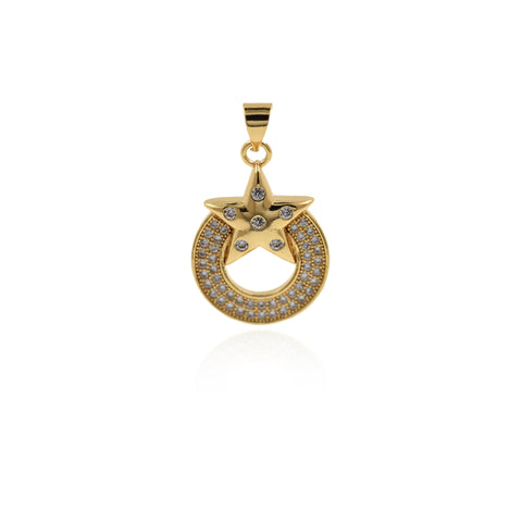 Individualism Jewelry-Round Micropavé Star Pendant-Jewelry Accessories  17x24mm