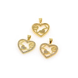 Individualism Jewelry-Hollow Micropavé Heart Pendant-Jewelry Accessories  19x19mm