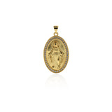 Delicate Micropavé Oval Virgin Mary Pendant-DIY Jewelry Accessories   20x33mm