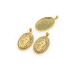 Delicate Micropavé Oval Virgin Mary Pendant-DIY Jewelry Accessories   20x33mm