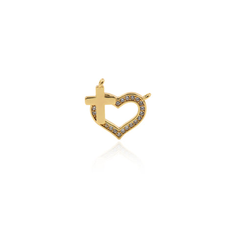 Shiny Micropavé Heart Shape-Minimalist Cross-DIY Jewelry Accessories   16.5x14mm