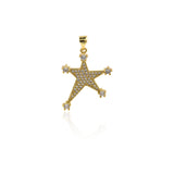 Shiny Micropavé Star Pendant-DIY Jewelry Accessories  21x27mm