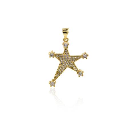Shiny Micropavé Star Pendant-DIY Jewelry Accessories  21x27mm