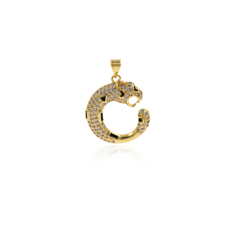 Shiny Micropavé Leopard Pendant-DIY Jewelry Accessories   22x25mm
