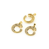 Shiny Micropavé Leopard Pendant-DIY Jewelry Accessories   22x25mm