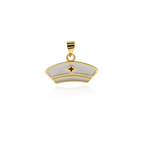 Minimalist Enamel Nurse Hat-Doctor Accessories-DIY Jewelry Accessories  21x12.5mm