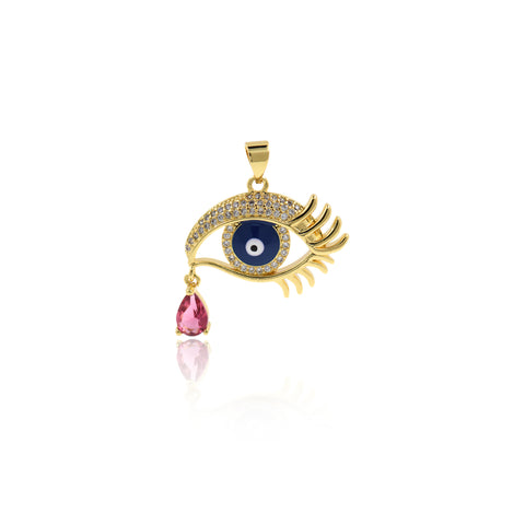Delicate Evil Eye-Micropavé Evil Eye-DIY Jewelry Accessories  24.5x27mm