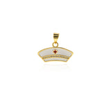Shiny Micropavé Nurse Hat Pendant-Doctor Accessories-DIY Accessories  21x13mm