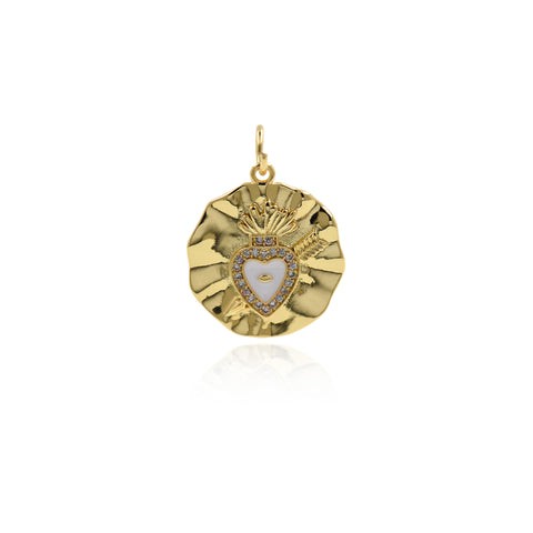 Individualism Jewelry-Micropavé Enamel Heart Shaped Evil Eye Pendant-DIY Jewelry Accessories   19x22mm