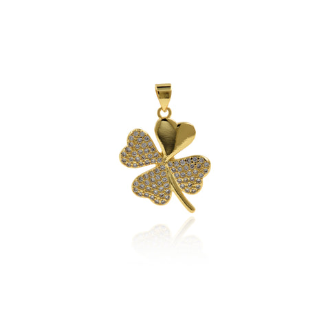 Individualism Jewelry-Micropavé Four Leaf Clover Pendant-DIY Jewelry Accessories  18x25mm