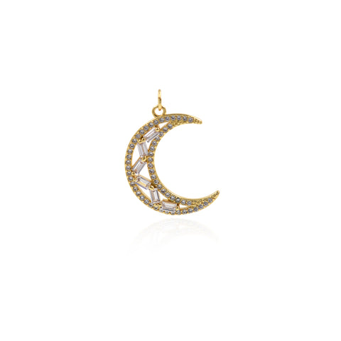 Individualism Jewelry-Micropavé Moon Pendant-DIY Jewelry Accessories  20x26.5mm