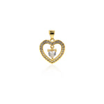 Individualism Jewelry-Micropavé Heart Shaped Hollow Pendant-DIY Jewelry Accessories   16x16mm