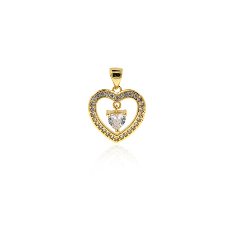 Individualism Jewelry-Micropavé Heart Shaped Hollow Pendant-DIY Jewelry Accessories   16x16mm
