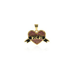 Individualism Jewelry-Micropavé Heart-shaped MOM Pendant-DIY Jewelry Accessories   25x15mm