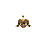 Individualism Jewelry-Micropavé Heart-shaped MOM Pendant-DIY Jewelry Accessories   25x15mm