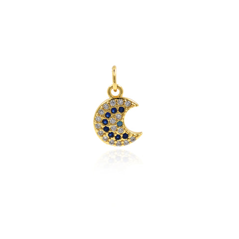 Individualism Jewelry-Micropavé Moon Pendant-DIY Jewelry Accessories   9x12mm