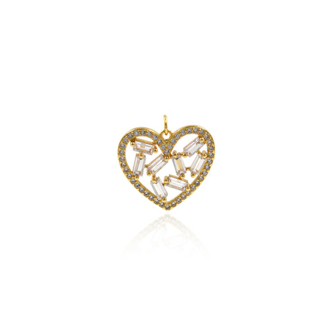 Individualism Jewelry-Micropavé Heart Shaped Zircon Pendant-DIY Jewelry Accessories   24x22mm