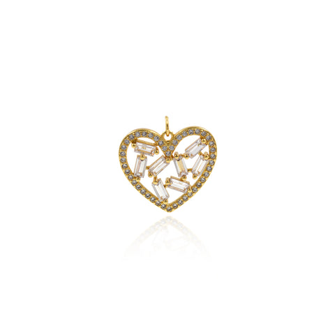 Individualism Jewelry-Micropavé Heart Shaped Zircon Pendant-DIY Jewelry Accessories   24x22mm