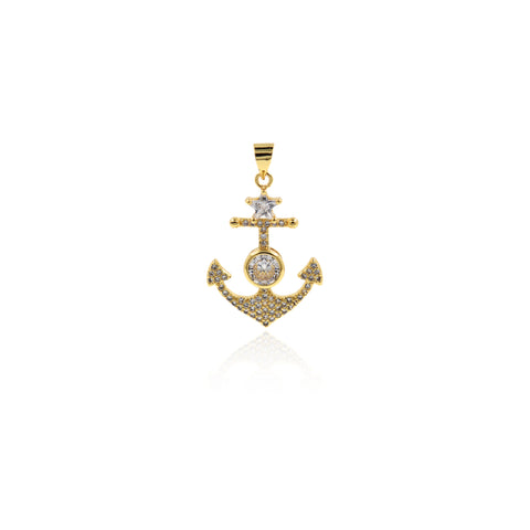 Individualism Jewelry-Exquisite Micropavé Anchor Pendant-DIY Jewelry Accessories  20.5x29mm