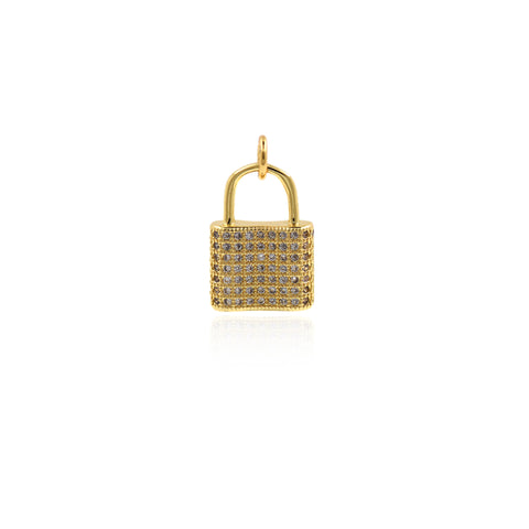 Shiny Micropavé Lock Pendant-Individualism Jewelry Accessories  11.5x16mm